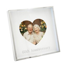Rackhams 60th Anniversary Heart Frame for 4x4 Picture in Nickel Plated with Silver Foil