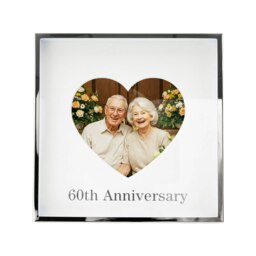 Rackhams 60th Anniversary Heart Frame for 4x4 Picture in Nickel Plated with Silver Foil - thumbnail 3