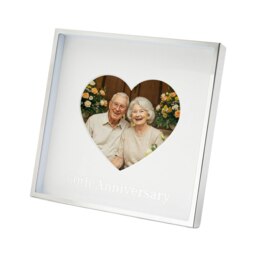 Rackhams 60th Anniversary Heart Frame for 4x4 Picture in Nickel Plated with Silver Foil - thumbnail 2
