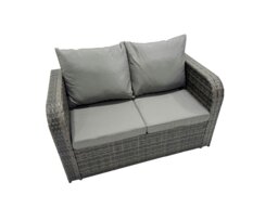 Rackhams 6 Seater Garden Outdoor Rattan Furniture Set Rattan Sofa Oblong Dining Table with 2 Small Footstools 2 Side Table Dark Grey - thumbnail 6