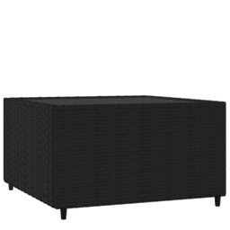 Rackhams Square Garden Coffee Table Black 50x50x30 cm Poly Rattan - thumbnail 2