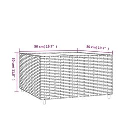 Rackhams Square Garden Coffee Table Black 50x50x30 cm Poly Rattan - thumbnail 6