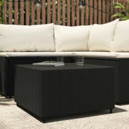 Rackhams Square Garden Coffee Table Black 50x50x30 cm Poly Rattan - thumbnail 1