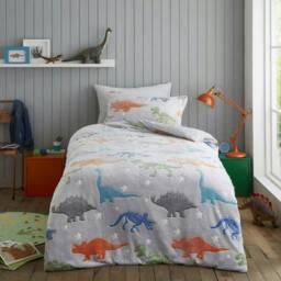 Rackhams Teddy Glow In Dark Duvet Cover and Pillowcase Set - Dino Dig - Single (135cm x 200cm) - thumbnail 1