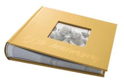 Rackhams Lovely Golden 50th Wedding Anniversary Photo Album with Double Heart Decoration - thumbnail 2