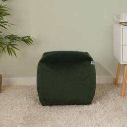 Rackhams Velvet Cube Bean Bag Pouffe Footstool - Pebble - thumbnail 2