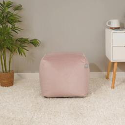 Rackhams Velvet Cube Bean Bag Pouffe Footstool - Pebble - thumbnail 5