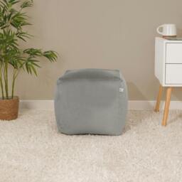 Rackhams Velvet Cube Bean Bag Pouffe Footstool - Pebble - thumbnail 1