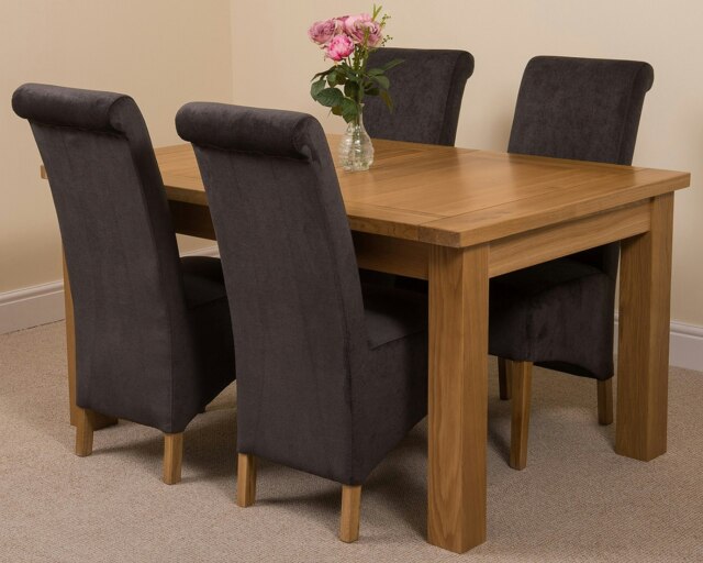 Rackhams Seattle Oak Extending Dining Table with Montana Fabric Chairs - 4 chairs - Black - image 1