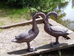 Rackhams Pair of Geese Garden Sculpture Ornaments - Cast Aluminium - 1 - Bronze - thumbnail 6