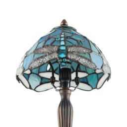Rackhams Handmade Emerald Green Stained Glass 8 Inch Tiffany Lamp with Dragonfly Design - thumbnail 5
