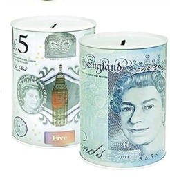 Rackhams Sterling Money Tin - Piggy Bank, Coin Tin, Cash Tin, Savings Tin, Money Box to Save Birthday Money, Holiday and Christmas Fund - (15 cm x 10 cm) - Set of 12 RANDOM Note Designs - thumbnail 6