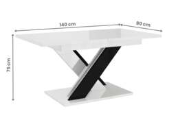 Rackhams Extendable Dining Table for 8 People BRONX White Gloss Black Gloss - thumbnail 6