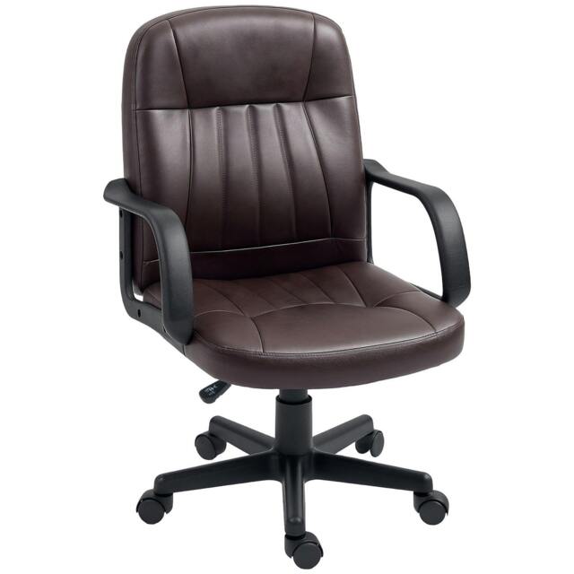 Rackhams Swivel Executive Chair PU Leather Computer Desk Chair, Dark Brown