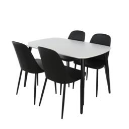 Rackhams Aspen Dining Set - White Rectangular Table & 4 Duo Dining Chairs - Blue - thumbnail 3