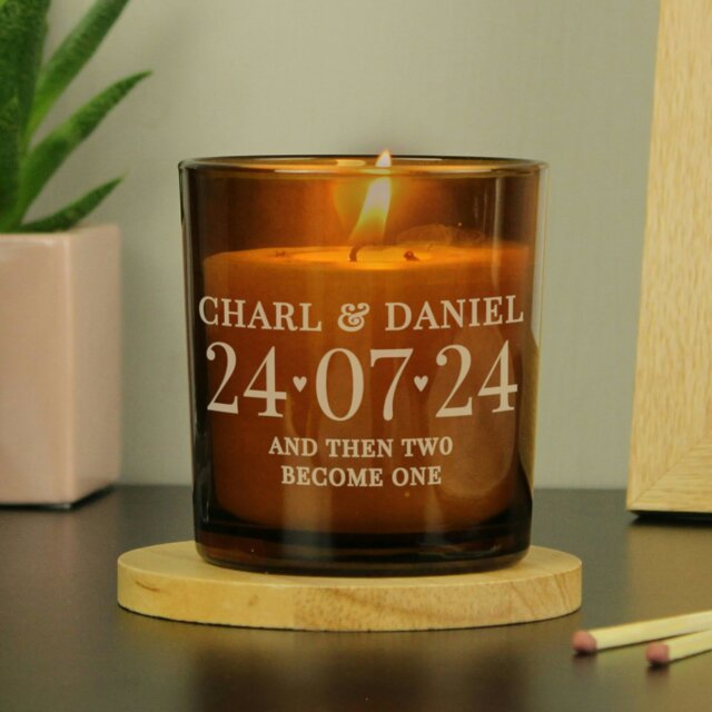 Rackhams Personalised Special Date Amber Glass Candle - image 1