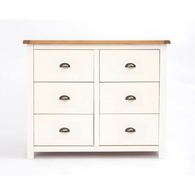 Rackhams Lovere 6 Drawer Chest of Drawers Brass Cup Handle - Off White - image 1