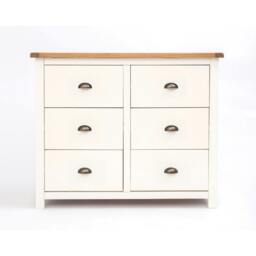 Rackhams Lovere 6 Drawer Chest of Drawers Brass Cup Handle - Off White - thumbnail 1