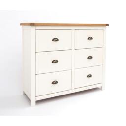 Rackhams Lovere 6 Drawer Chest of Drawers Brass Cup Handle - Off White - thumbnail 3