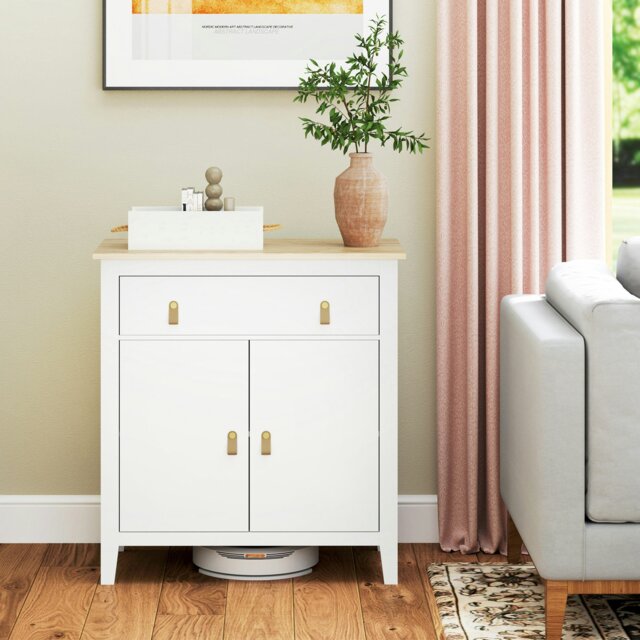 Rackhams Sideboard with Drawer, Adjustable Shelf for Living Room, Light Green - White - image 1