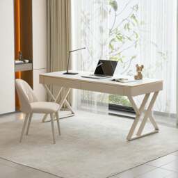 Rackhams Versa Small Office Desk, Sintered Stone - NO Chair - NO Chair - thumbnail 1