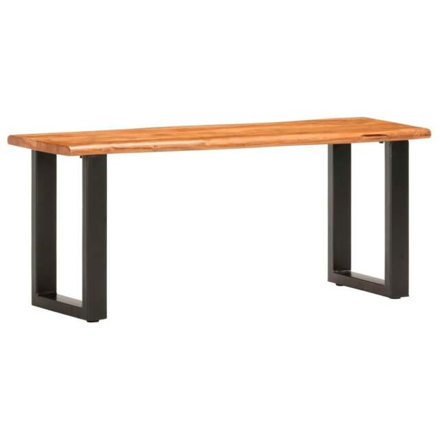 Rackhams Live Edge Bench 110 cm Solid Acacia Wood and Steel - Solid acacia wood, steel