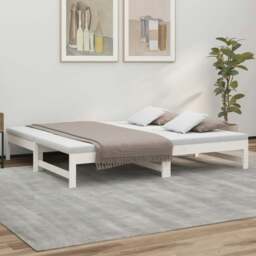 Rackhams Pull-out Day Bed White 2x(75x190) cm Solid Wood Pine - White - Solid pinewood