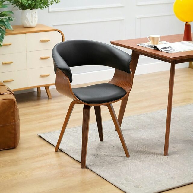 Rackhams Richie Dining Chair - Black - Leather - 4 - image 1