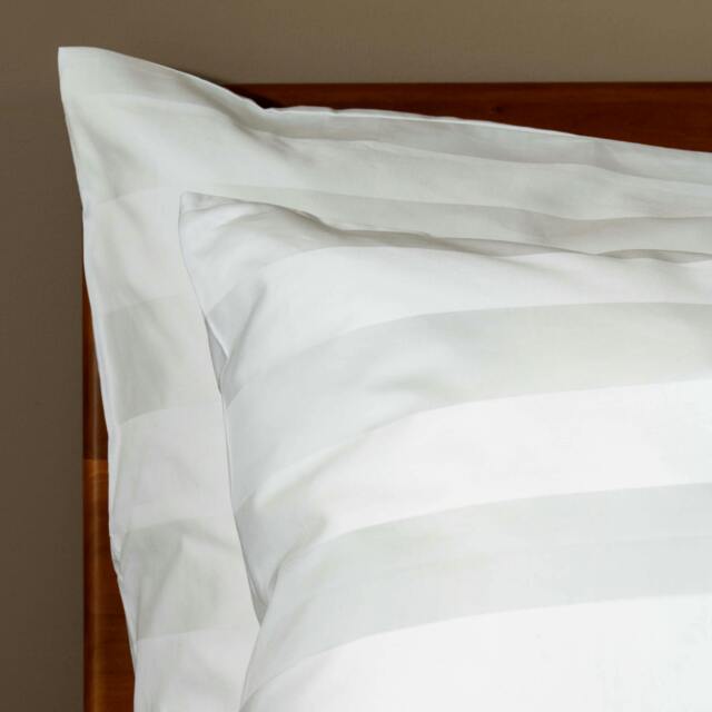 Rackhams White 600 Thread Count Dobby Stripe Egyptian Cotton Pillowcases - Standard - Pair - Oxford - image 1