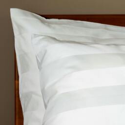 Rackhams White 600 Thread Count Dobby Stripe Egyptian Cotton Pillowcases - Standard - Pair - Oxford - thumbnail 1
