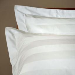 Rackhams White 600 Thread Count Dobby Stripe Egyptian Cotton Pillowcases - Standard - Pair - Oxford - thumbnail 4