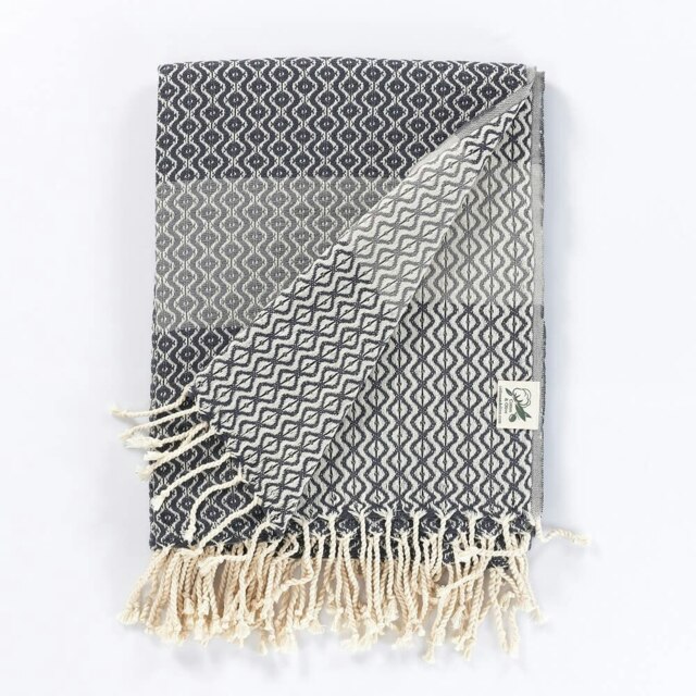 Rackhams Caria Throw Blanket, HAND-LOOMED - Grey with Ash Grey - image 1