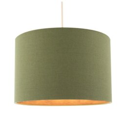 Rackhams Sleek Olive Green Lamp Shade in Linen Fabric with Bronze Resin Inner - thumbnail 2