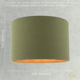 Rackhams Sleek Olive Green Lamp Shade in Linen Fabric with Bronze Resin Inner - thumbnail 6