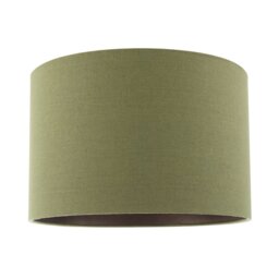 Rackhams Sleek Olive Green Lamp Shade in Linen Fabric with Bronze Resin Inner