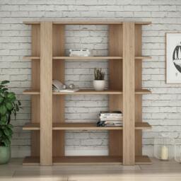 Rackhams Tita 4 Tier Modern Bookcase Wall Mounted Shelving Unit 122cm - Oak Effect