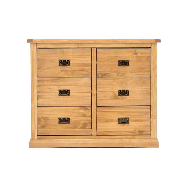 Rackhams Lucca 6 Drawer Chest of Drawers Bras Drop Handle - Light Brown - image 1