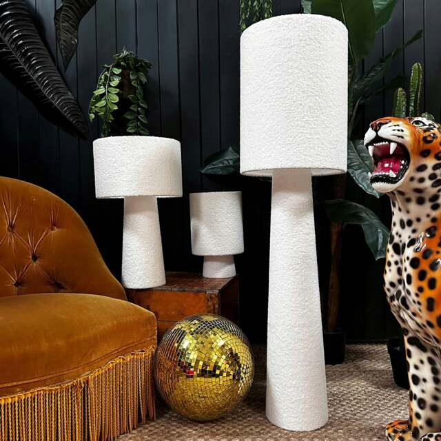Rackhams Textured Boucle Portable lamps in Buttermilk - Maxi - 112cm Height - Rechargeable LED Bulb - image 1