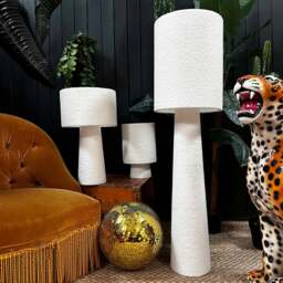 Rackhams Textured Boucle Portable lamps in Buttermilk - Maxi - 112cm Height - Rechargeable LED Bulb