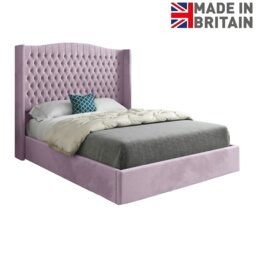 Rackhams Rana Curved Top Winged Upholstered Soft Velvet Bed Frame - Pink - Pink - Single - thumbnail 6