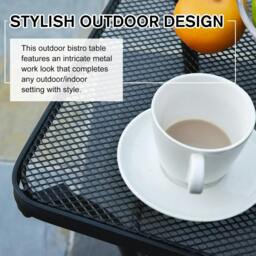 Rackhams Square Garden Metal Bistro Table Outdoor Patio Coffee Side Desk - Black 45L X 45W X 50H CM - thumbnail 3