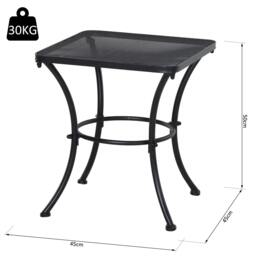 Rackhams Square Garden Metal Bistro Table Outdoor Patio Coffee Side Desk - Black 45L X 45W X 50H CM - thumbnail 2