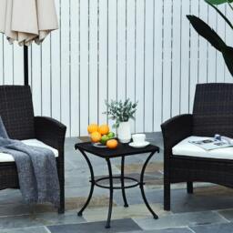 Rackhams Square Garden Metal Bistro Table Outdoor Patio Coffee Side Desk - Black 45L X 45W X 50H CM - thumbnail 1