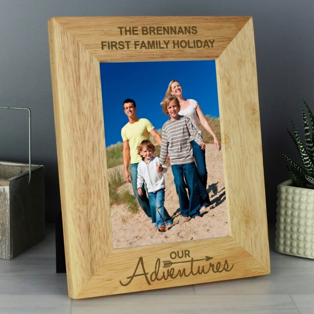 Rackhams Personalised Our Adventures 5x7 Oak Finish Photo Frame - image 1