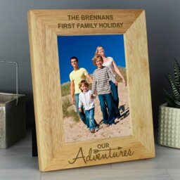 Rackhams Personalised Our Adventures 5x7 Oak Finish Photo Frame - thumbnail 1