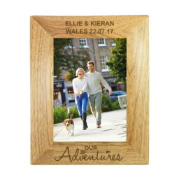 Rackhams Personalised Our Adventures 5x7 Oak Finish Photo Frame - thumbnail 2