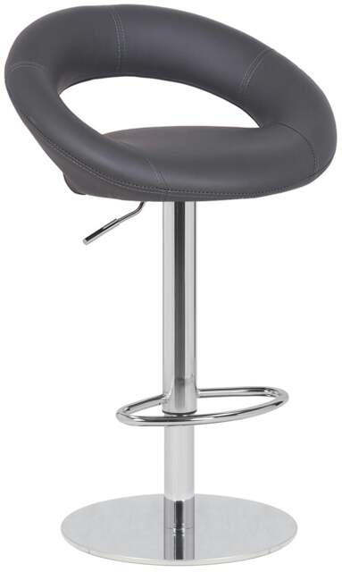 Rackhams Deluxe Sorrento Real Leather Kitchen & Breakasft Bar Stool, Adjustable Swivel Gas Lift, Charcoal Grey - image 1