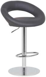 Rackhams Deluxe Sorrento Real Leather Kitchen & Breakasft Bar Stool,  Adjustable Swivel Gas Lift, Charcoal Grey