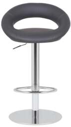 Rackhams Deluxe Sorrento Real Leather Kitchen & Breakasft Bar Stool,  Adjustable Swivel Gas Lift, Charcoal Grey - thumbnail 2