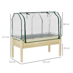 Rackhams Raised Garden Bed w/ PE Cover Patio Elevated Wood Planter Box Natural - thumbnail 6
